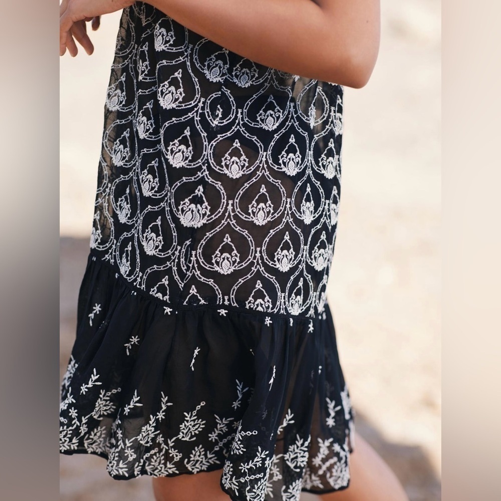Anthropologie Sheer Embroidered Mini Dress - Picture 3 of 9